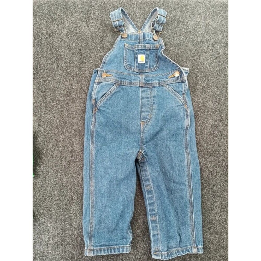 Carhartt Baby 18M Denim Bib Overalls Fall Toddler Workwear Rugged Flex Snaps